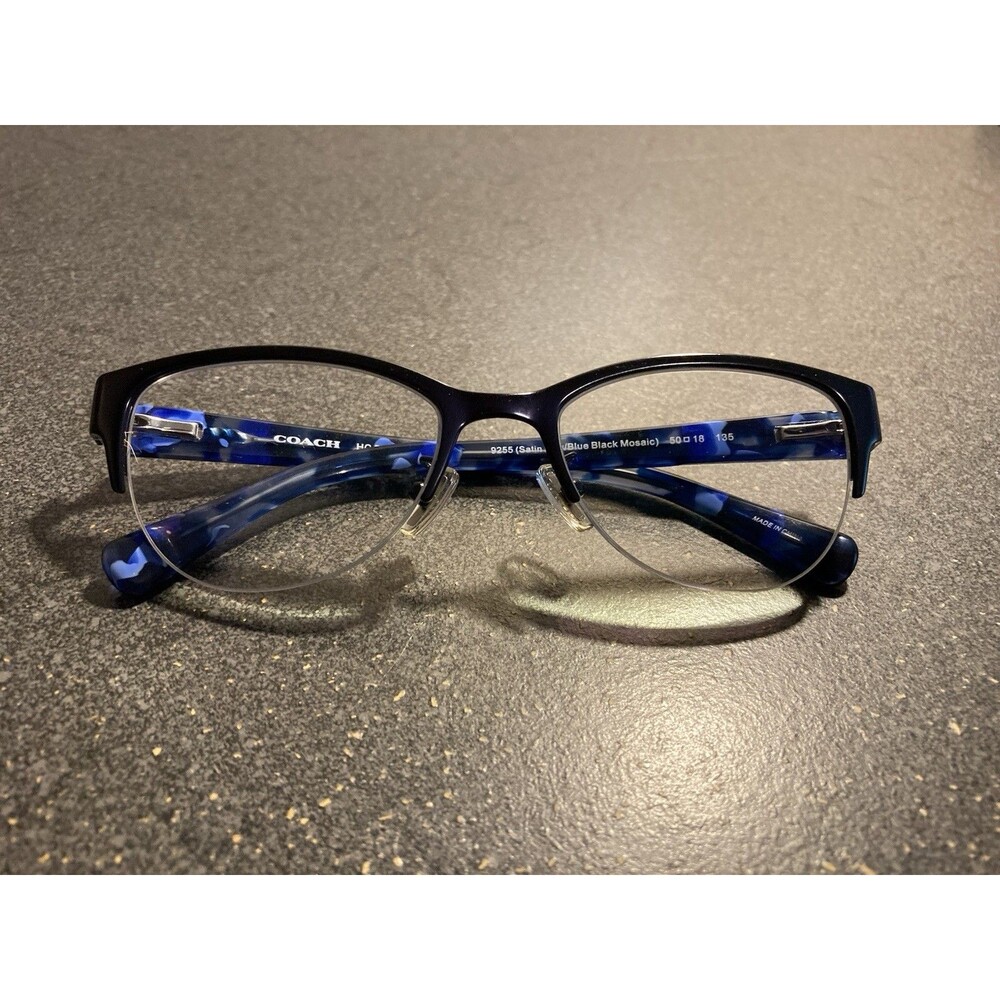 COACH HC5078 9255 Satin Navy Blue Black Mosaic Eyeglasses 50-18-135 FRAMES ONLY!